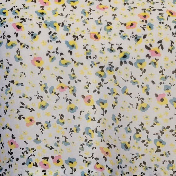 Kirra Tank Top Sz M Floral White Pink Blue Yellow Ditsy Ruffle Blouse Sleeveless - Picture 3 of 7